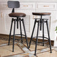 Industrial Metal Barstool Faux Leather Low Back Counter Stool with Iorn 4 Legs
