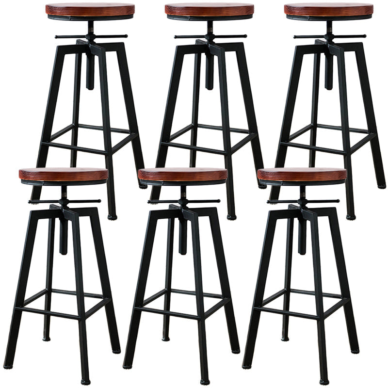 Industrial Metal Barstool Faux Leather Low Back Counter Stool with Iorn 4 Legs