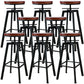 Industrial Metal Barstool Faux Leather Low Back Counter Stool with Iorn 4 Legs