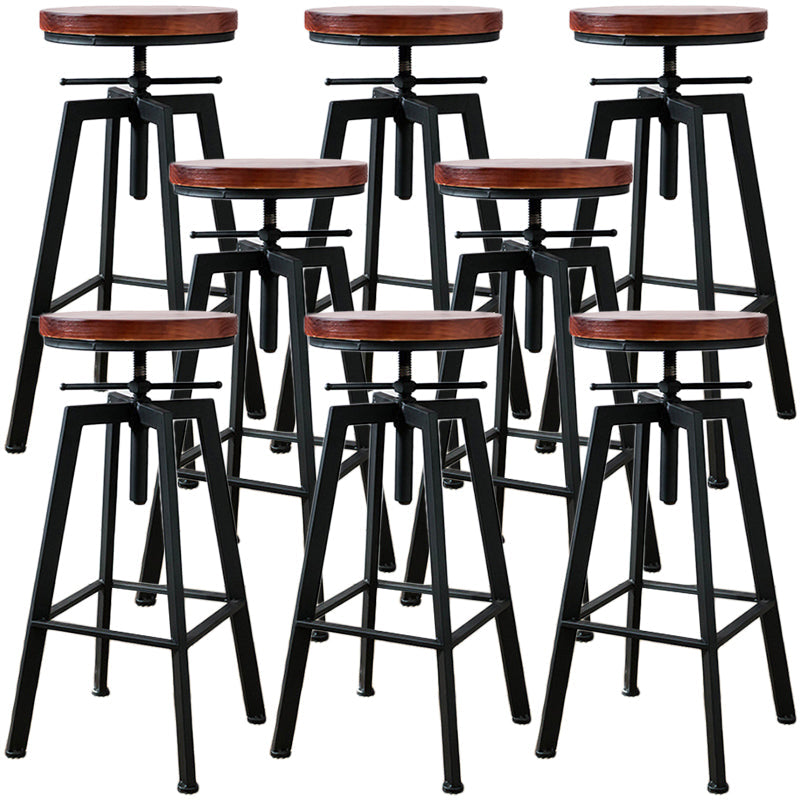 Industrial Metal Barstool Faux Leather Low Back Counter Stool with Iorn 4 Legs