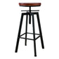 Industrial Metal Barstool Faux Leather Low Back Counter Stool with Iorn 4 Legs