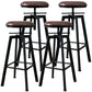 Industrial Metal Barstool Faux Leather Low Back Counter Stool with Iorn 4 Legs