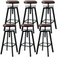 Industrial Metal Barstool Faux Leather Low Back Counter Stool with Iorn 4 Legs