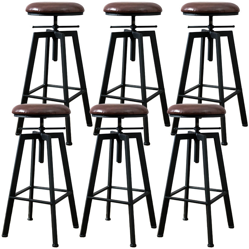 Industrial Metal Barstool Faux Leather Low Back Counter Stool with Iorn 4 Legs