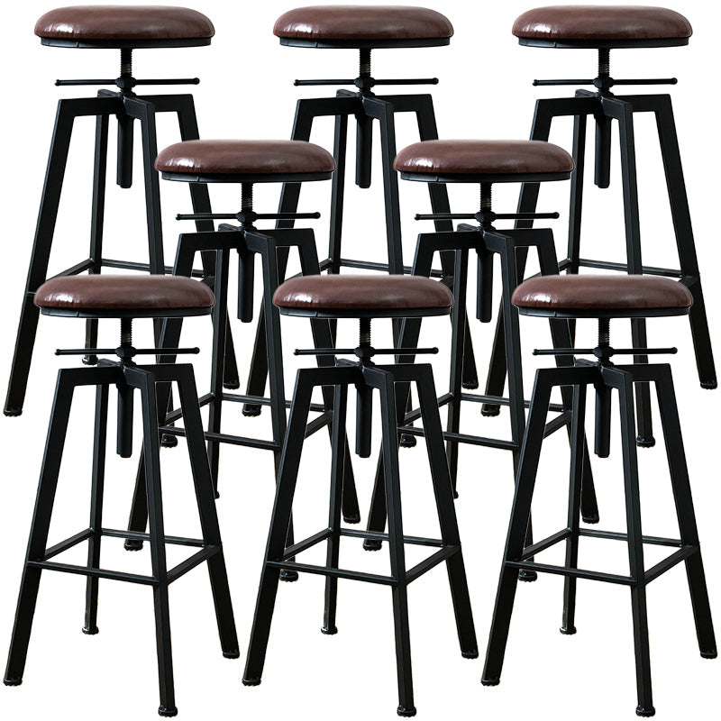 Industrial Metal Barstool Faux Leather Low Back Counter Stool with Iorn 4 Legs