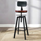Industrial Metal Barstool Faux Leather Low Back Counter Stool with Iorn 4 Legs