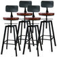 Industrial Metal Barstool Faux Leather Low Back Counter Stool with Iorn 4 Legs