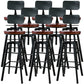 Industrial Metal Barstool Faux Leather Low Back Counter Stool with Iorn 4 Legs