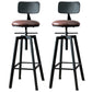 Industrial Metal Barstool Faux Leather Low Back Counter Stool with Iorn 4 Legs