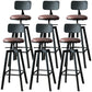 Industrial Metal Barstool Faux Leather Low Back Counter Stool with Iorn 4 Legs