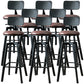 Industrial Metal Barstool Faux Leather Low Back Counter Stool with Iorn 4 Legs