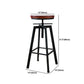 Industrial Metal Barstool Faux Leather Low Back Counter Stool with Iorn 4 Legs