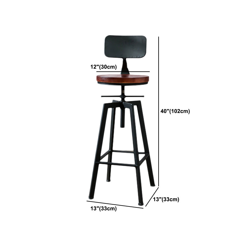Industrial Metal Barstool Faux Leather Low Back Counter Stool with Iorn 4 Legs