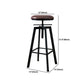 Industrial Metal Barstool Faux Leather Low Back Counter Stool with Iorn 4 Legs