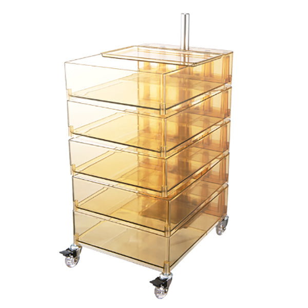 Comodino in plastica a cinque cassetti da 28 "he tavolo notturno con ruote