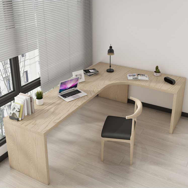 Modern Wooden Office Desk L-Shape Home Writing Desk in Natural