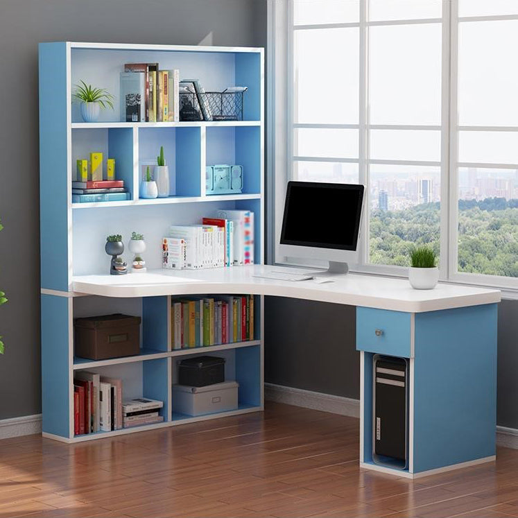 Scrivania di scrittura angolare in legno fabbricato scrivania moderna con libreria, 47,2 "l x 23,6" w x 28,5 "h