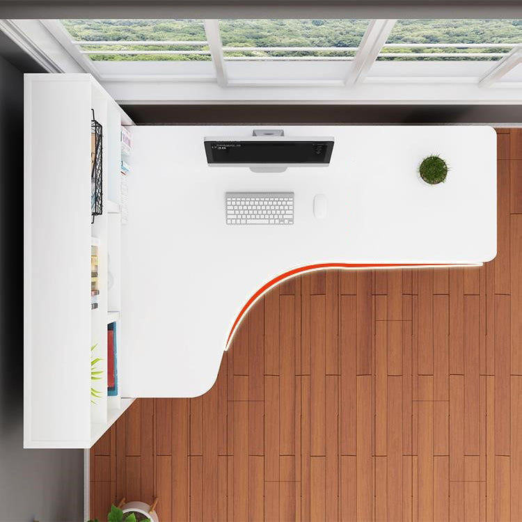 Scrivania di scrittura angolare in legno fabbricato scrivania moderna con libreria, 47,2 "l x 23,6" w x 28,5 "h