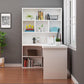 Scrivania di scrittura angolare in legno fabbricato scrivania moderna con libreria, 47,2 "l x 23,6" w x 28,5 "h