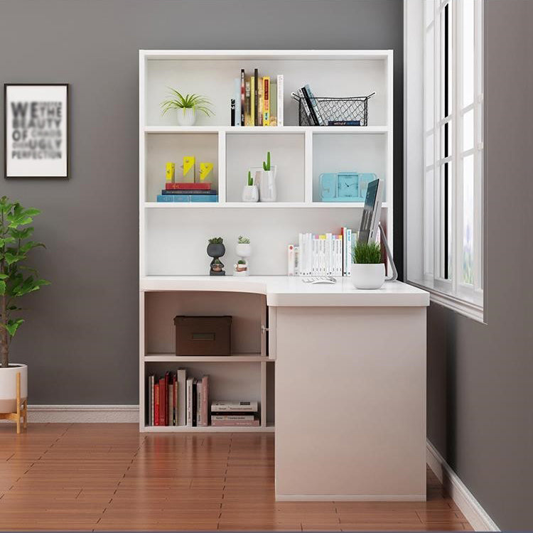 Scrivania di scrittura angolare in legno fabbricato scrivania moderna con libreria, 47,2 "l x 23,6" w x 28,5 "h