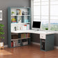Scrivania di scrittura angolare in legno fabbricato scrivania moderna con libreria, 47,2 "l x 23,6" w x 28,5 "h