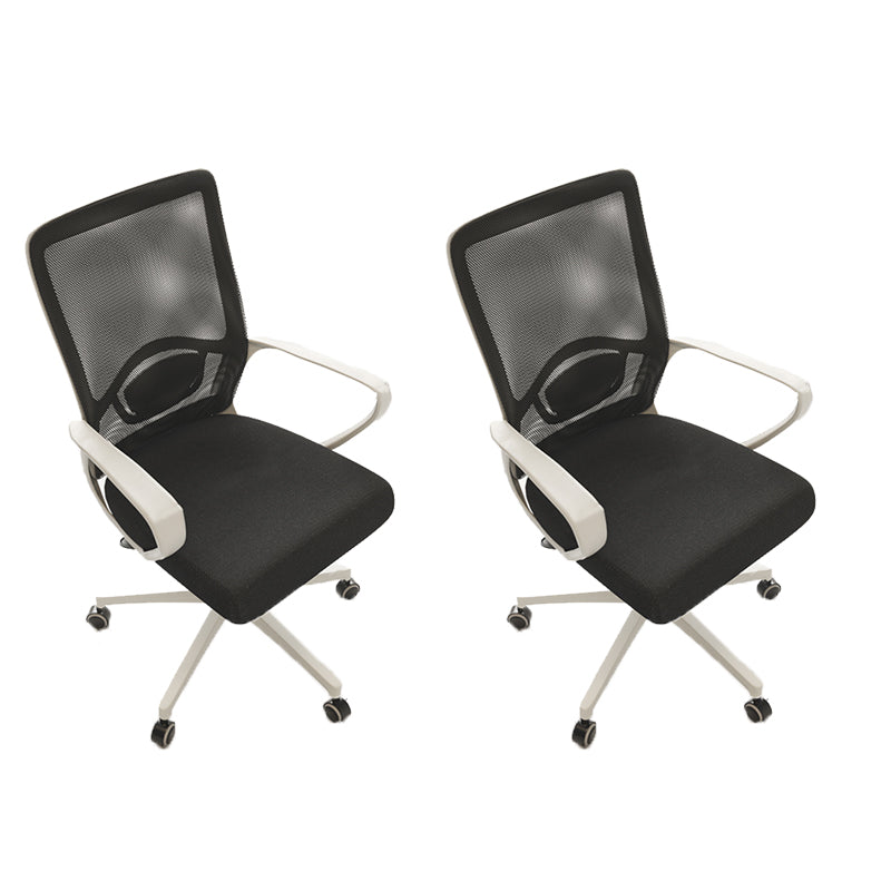Modern Nylon Office Chair Slide Height-adjustable Desk Chair 2 Piece Set White Clearhalo 'furn' 'furn_office_chair' 'Furniture' 'Office Chairs' 'Office Furniture' 'office_chair' 5671007