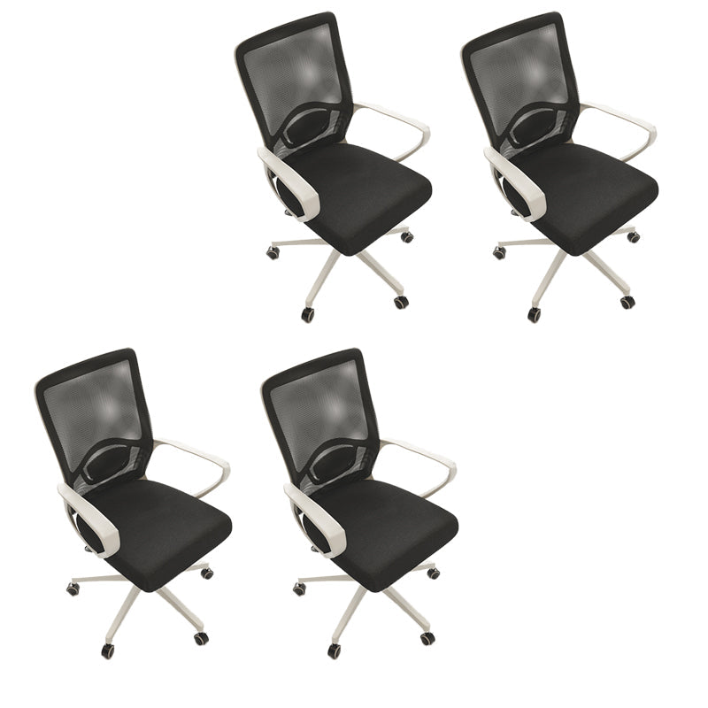 Modern Nylon Office Chair Slide Height-adjustable Desk Chair 4 Piece Set White Clearhalo 'furn' 'furn_office_chair' 'Furniture' 'Office Chairs' 'Office Furniture' 'office_chair' 5671009
