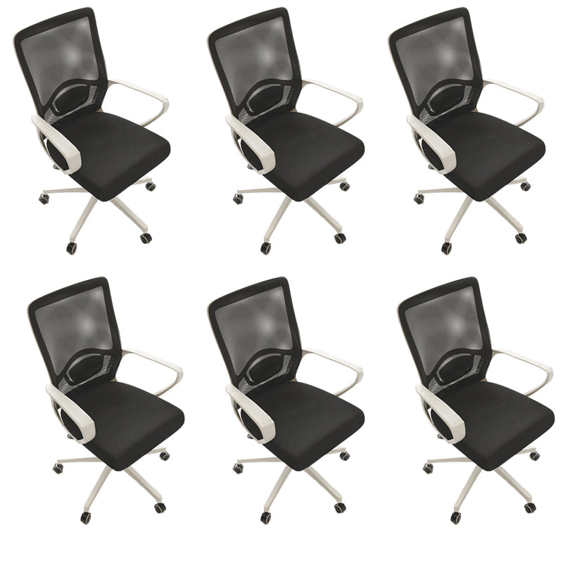 Modern Nylon Office Chair Slide Height-adjustable Desk Chair 6 Piece Set White Clearhalo 'furn' 'furn_office_chair' 'Furniture' 'Office Chairs' 'Office Furniture' 'office_chair' 5671011