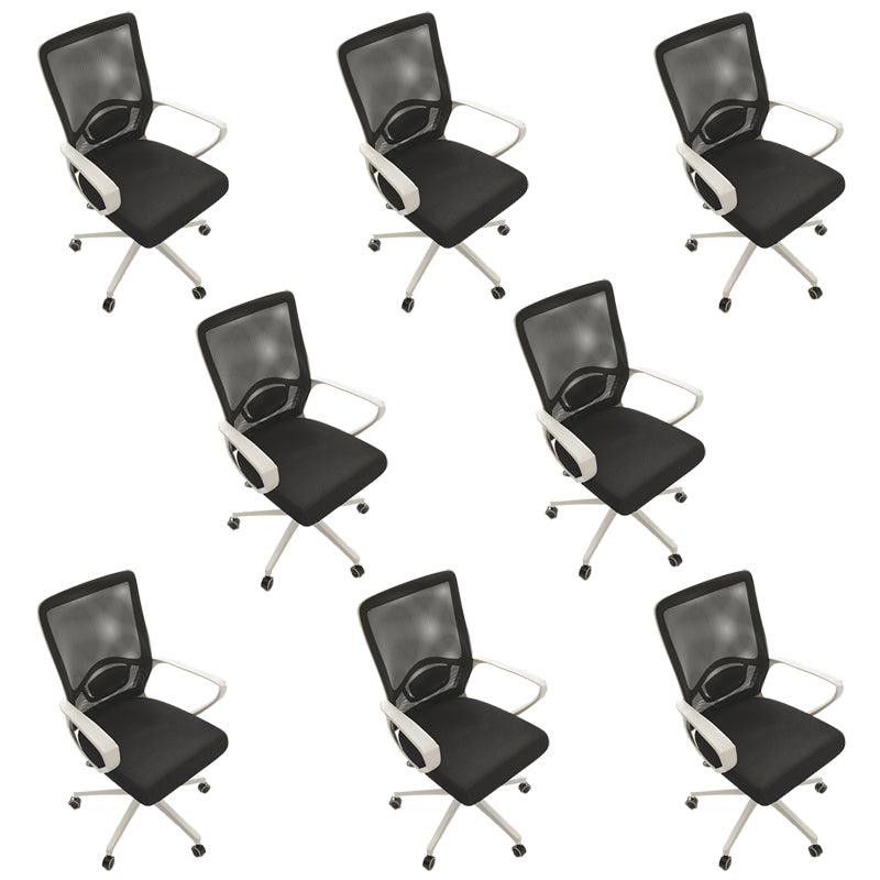 Modern Nylon Office Chair Slide Height-adjustable Desk Chair 8 Piece Set White Clearhalo 'furn' 'furn_office_chair' 'Furniture' 'Office Chairs' 'Office Furniture' 'office_chair' 5671013
