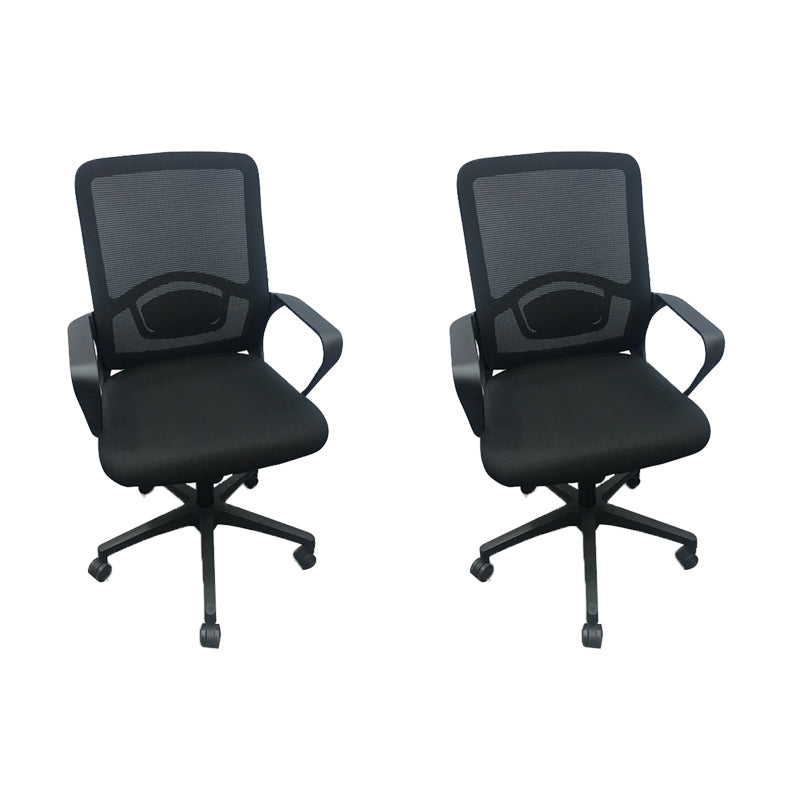 Modern Nylon Office Chair Slide Height-adjustable Desk Chair 2 Piece Set Black Clearhalo 'furn' 'furn_office_chair' 'Furniture' 'Office Chairs' 'Office Furniture' 'office_chair' 5671016