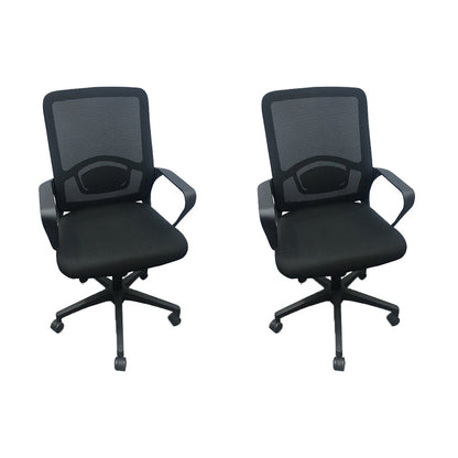 Modern Nylon Office Chair Slide Height-adjustable Desk Chair 2 Piece Set Black Clearhalo 'furn' 'furn_office_chair' 'Furniture' 'Office Chairs' 'Office Furniture' 'office_chair' 5671016