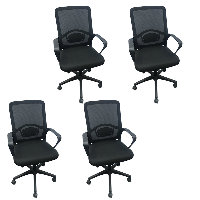 Modern Nylon Office Chair Slide Height-adjustable Desk Chair 4 Piece Set Black Clearhalo 'furn' 'furn_office_chair' 'Furniture' 'Office Chairs' 'Office Furniture' 'office_chair' 5671018
