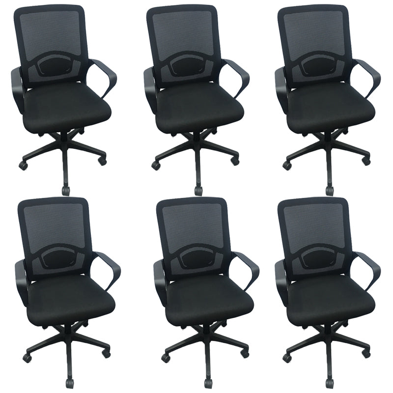 Modern Nylon Office Chair Slide Height-adjustable Desk Chair 6 Piece Set Black Clearhalo 'furn' 'furn_office_chair' 'Furniture' 'Office Chairs' 'Office Furniture' 'office_chair' 5671020