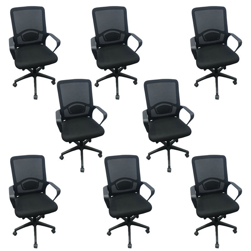 Modern Nylon Office Chair Slide Height-adjustable Desk Chair 8 Piece Set Black Clearhalo 'furn' 'furn_office_chair' 'Furniture' 'Office Chairs' 'Office Furniture' 'office_chair' 5671021