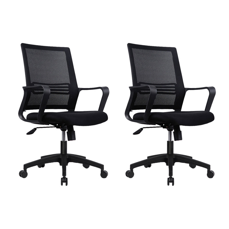 コンテンポラリーファブリックスイベルチェアハイバックアームオフィスチェアブラック