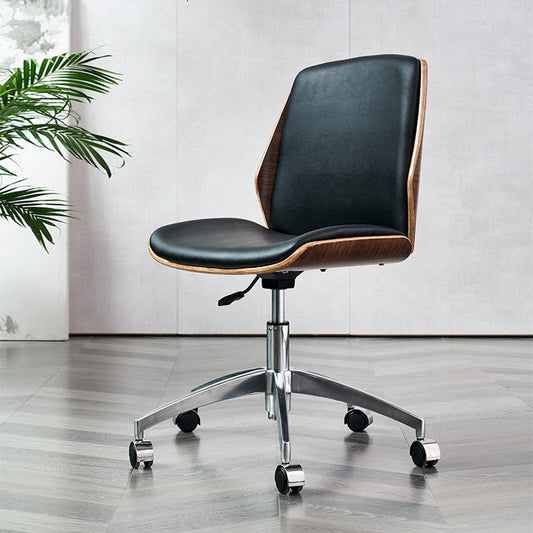 Faux Leather Office Chair Chrome Frame Armless Ergonomic Computer Desk Chair Clearhalo 'furn' 'furn_office_chair' 'Furniture' 'Office Chairs' 'Office Furniture' 'office_chair' 5671071