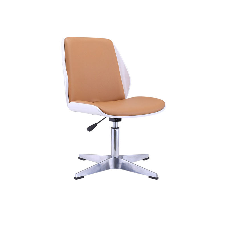 Faux Leather Office Chair Chrome Frame Armless Ergonomic Computer Desk Chair Brown 1 Piece Clearhalo 'furn' 'furn_office_chair' 'Furniture' 'Office Chairs' 'Office Furniture' 'office_chair' 5671072