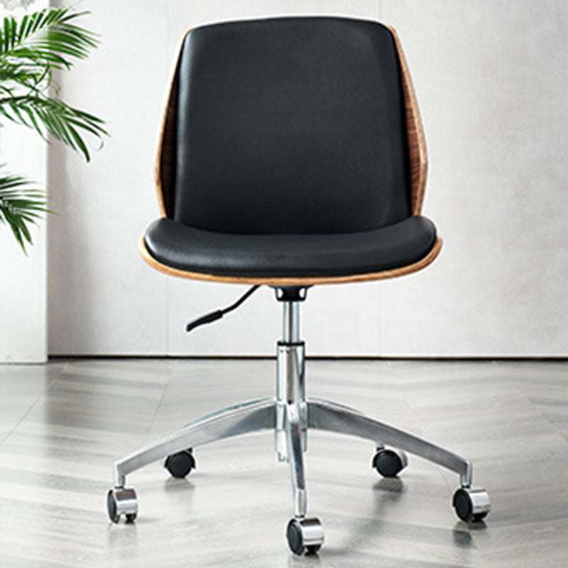 Faux Leather Office Chair Chrome Frame Armless Ergonomic Computer Desk Chair Clearhalo 'furn' 'furn_office_chair' 'Furniture' 'Office Chairs' 'Office Furniture' 'office_chair' 5671074