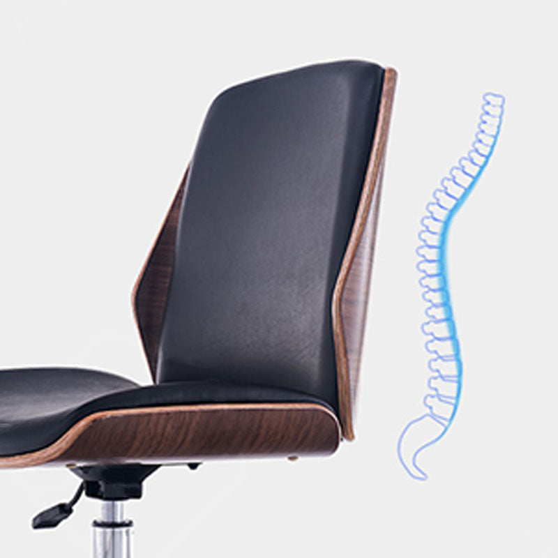 Faux Leather Office Chair Chrome Frame Armless Ergonomic Computer Desk Chair Clearhalo 'furn' 'furn_office_chair' 'Furniture' 'Office Chairs' 'Office Furniture' 'office_chair' 5671077