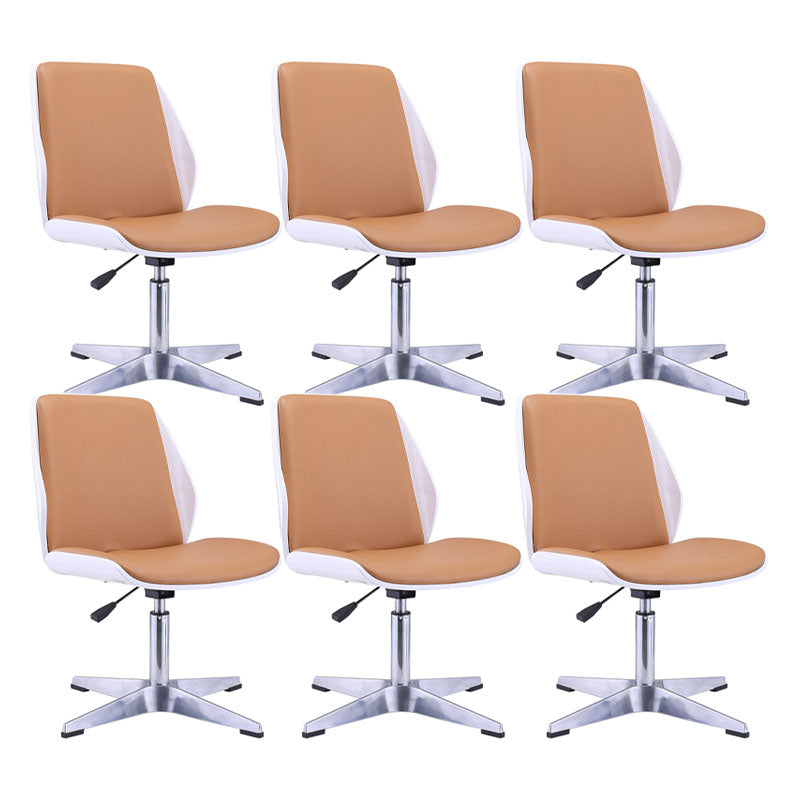 Faux Leather Office Chair Chrome Frame Armless Ergonomic Computer Desk Chair Brown 6 Piece Set Clearhalo 'furn' 'furn_office_chair' 'Furniture' 'Office Chairs' 'Office Furniture' 'office_chair' 5671078