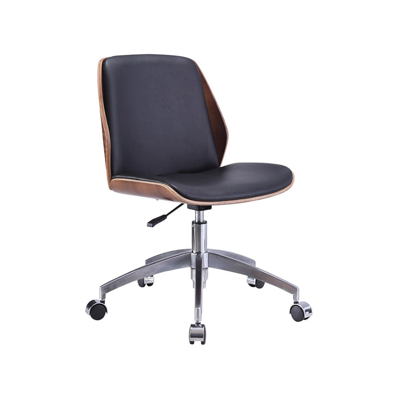 Faux Leather Office Chair Chrome Frame Armless Ergonomic Computer Desk Chair Black 1 Piece Clearhalo 'furn' 'furn_office_chair' 'Furniture' 'Office Chairs' 'Office Furniture' 'office_chair' 5671080