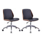 Faux Leather Office Chair Chrome Frame Armless Ergonomic Computer Desk Chair Black 2 Piece Set Clearhalo 'furn' 'furn_office_chair' 'Furniture' 'Office Chairs' 'Office Furniture' 'office_chair' 5671088