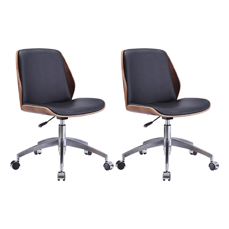 Faux Leather Office Chair Chrome Frame Armless Ergonomic Computer Desk Chair Black 2 Piece Set Clearhalo 'furn' 'furn_office_chair' 'Furniture' 'Office Chairs' 'Office Furniture' 'office_chair' 5671088