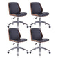 Faux Leather Office Chair Chrome Frame Armless Ergonomic Computer Desk Chair Black 4 Piece Set Clearhalo 'furn' 'furn_office_chair' 'Furniture' 'Office Chairs' 'Office Furniture' 'office_chair' 5671089