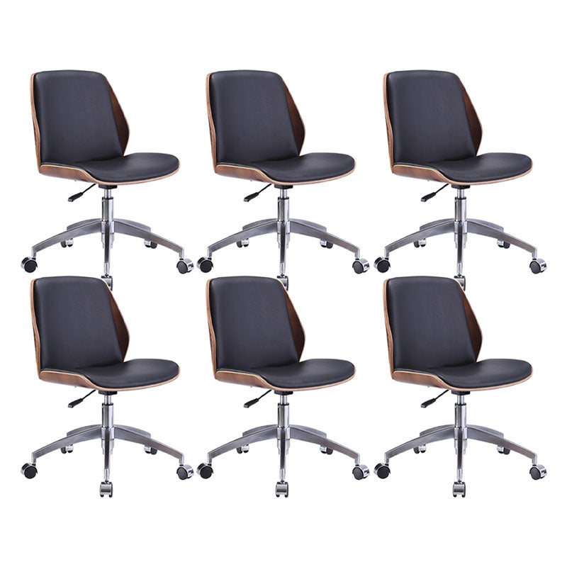 Faux Leather Office Chair Chrome Frame Armless Ergonomic Computer Desk Chair Black 6 Piece Set Clearhalo 'furn' 'furn_office_chair' 'Furniture' 'Office Chairs' 'Office Furniture' 'office_chair' 5671090