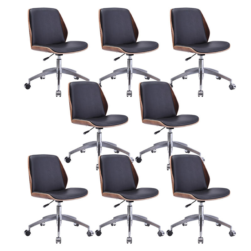 Faux Leather Office Chair Chrome Frame Armless Ergonomic Computer Desk Chair Black 8 Piece Set Clearhalo 'furn' 'furn_office_chair' 'Furniture' 'Office Chairs' 'Office Furniture' 'office_chair' 5671091