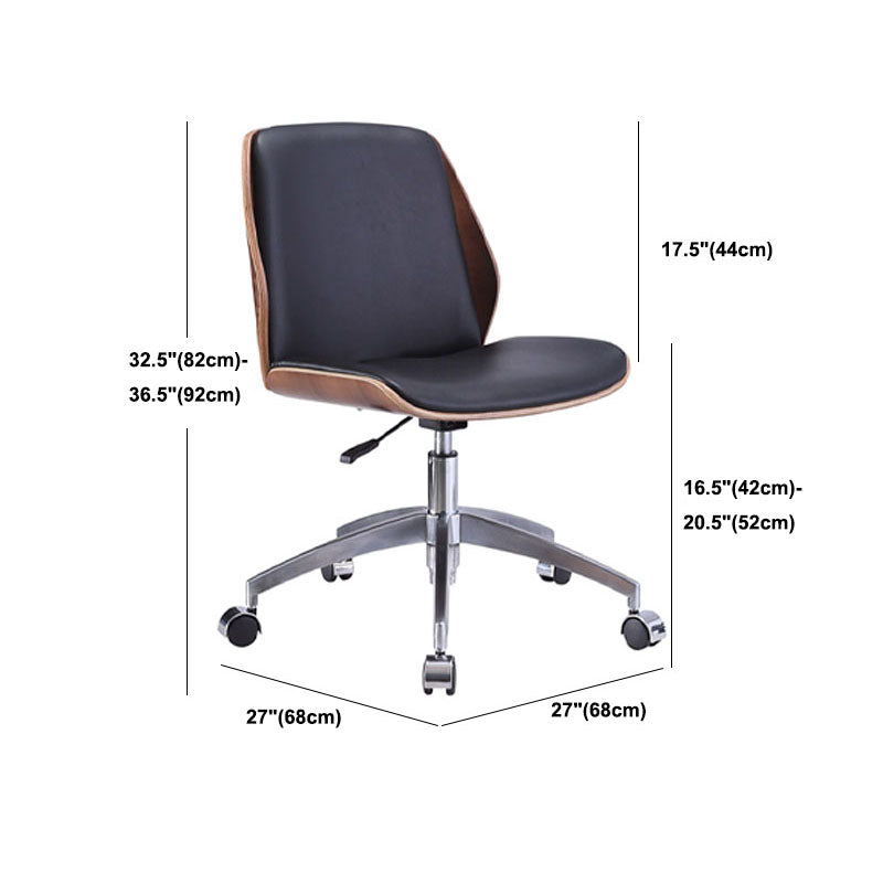 Faux Leather Office Chair Chrome Frame Armless Ergonomic Computer Desk Chair Clearhalo 'furn' 'furn_office_chair' 'Furniture' 'Office Chairs' 'Office Furniture' 'office_chair' 5671092