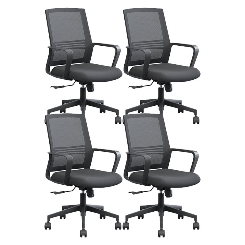 Modern Breathable Mesh Office Chair Nylon Fixed Arm Task Chair 4 Piece Set Nylon Without Headrest Clearhalo 'furn' 'furn_office_chair' 'Furniture' 'Office Chairs' 'Office Furniture' 'office_chair' 5671283