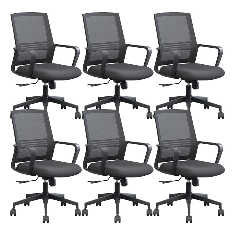 Modern Breathable Mesh Office Chair Nylon Fixed Arm Task Chair 6 Piece Set Nylon Without Headrest Clearhalo 'furn' 'furn_office_chair' 'Furniture' 'Office Chairs' 'Office Furniture' 'office_chair' 5671285