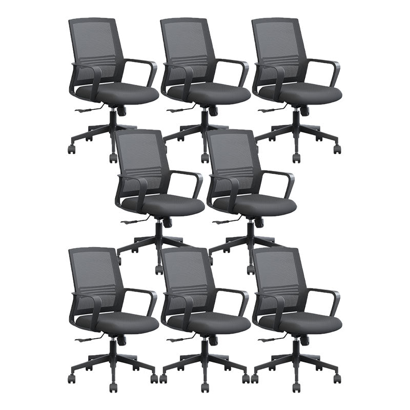 Modern Breathable Mesh Office Chair Nylon Fixed Arm Task Chair 8 Piece Set Nylon Without Headrest Clearhalo 'furn' 'furn_office_chair' 'Furniture' 'Office Chairs' 'Office Furniture' 'office_chair' 5671286